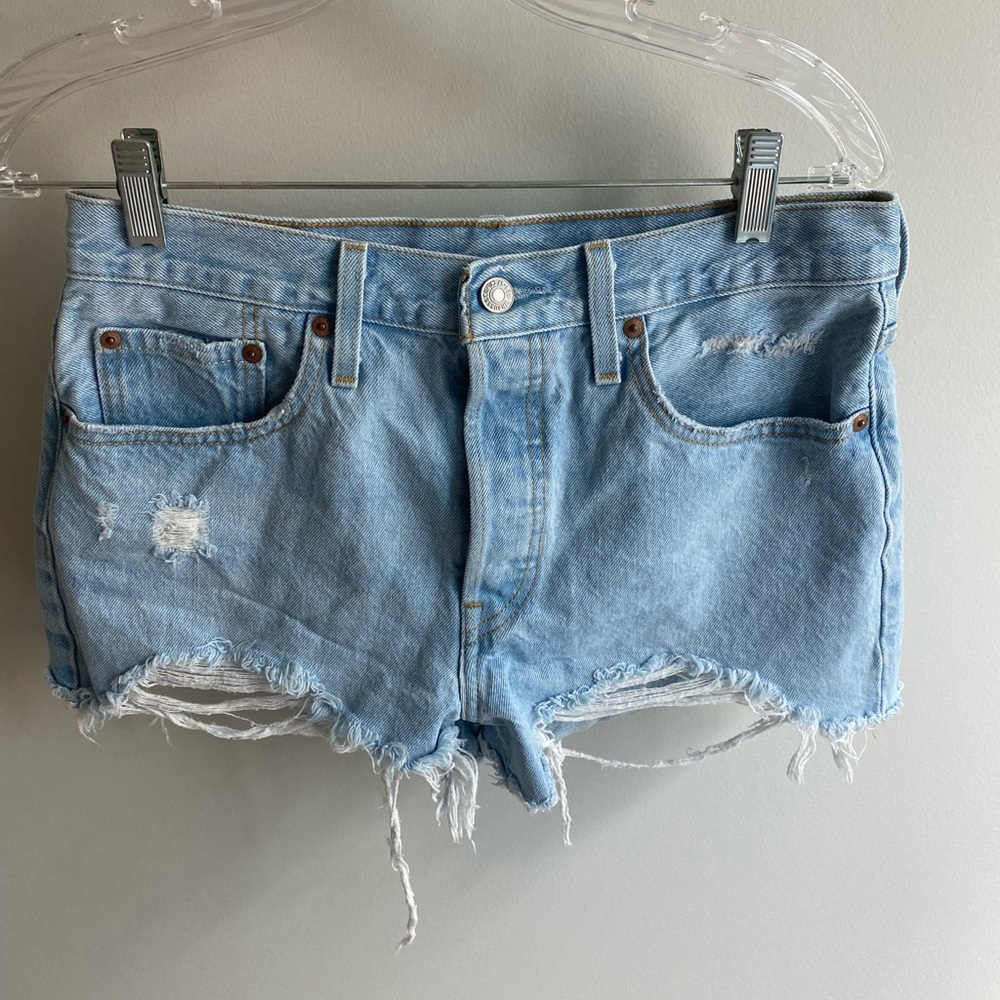 Levi’s 501 distressed denim shorts